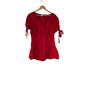 Women's Vamp Y2K Red Button Up Rockabilly Shirt 2X